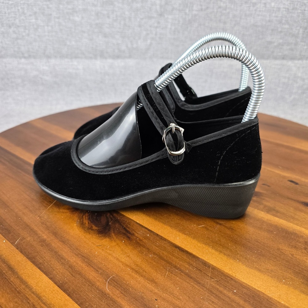 Shanghai Double Coin Black Velvet Mary Jane Martial Arts Wedge Shoes Size 220, 5 - Picture 8 of 16